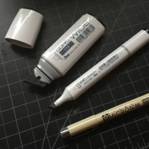  COPIC Wide and Sketch, and an ordinary Micron Pen