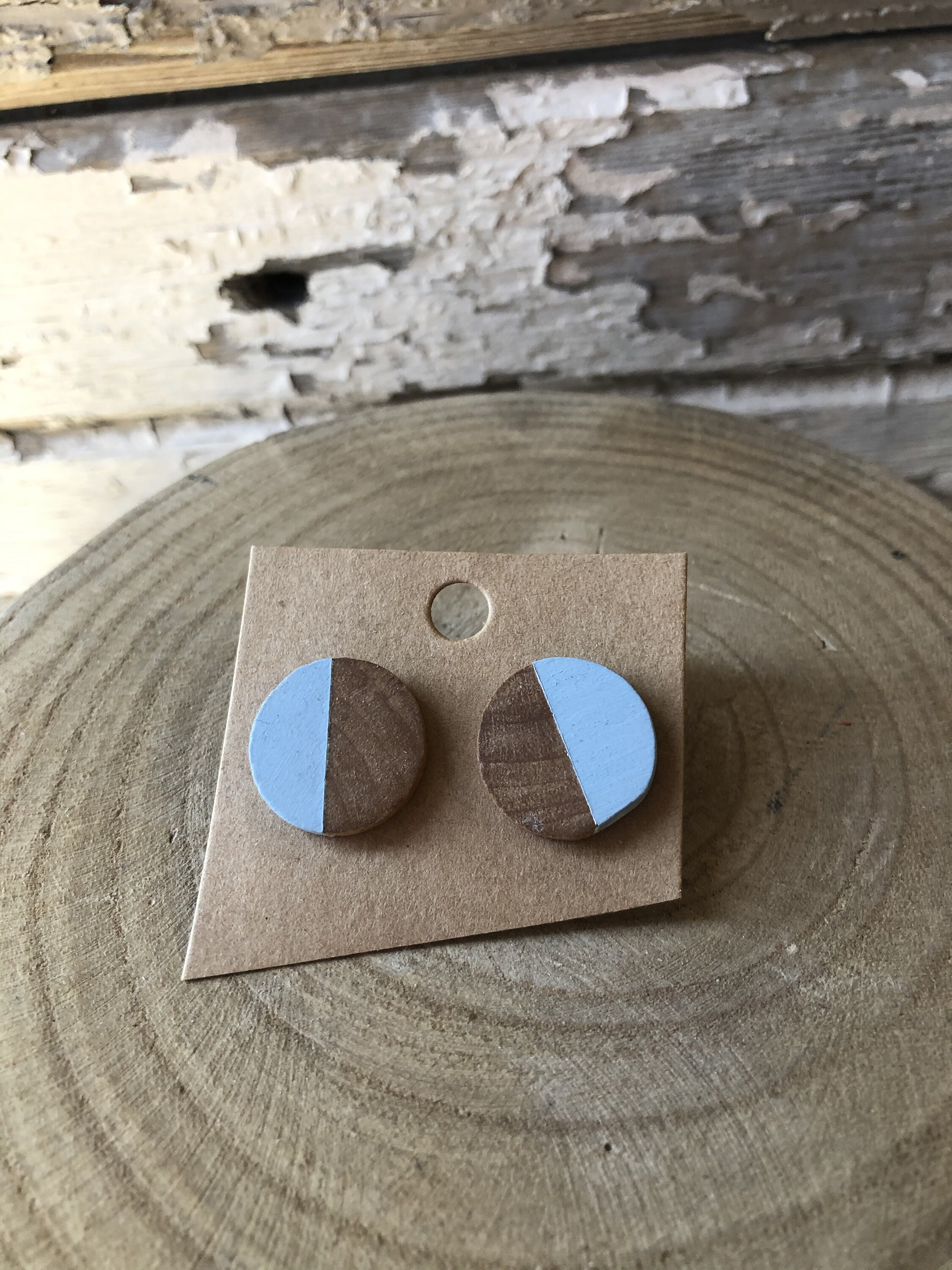 Blue - Miniature Handpainted Wooden Earrings