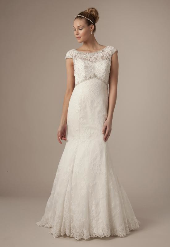 High Neck Mermaid Gown in Alencon Lace
