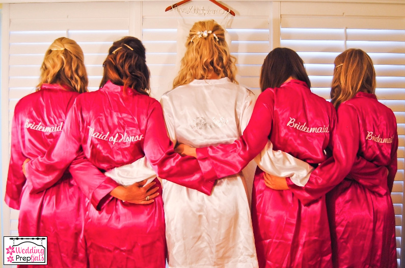 bride and bridesmaid robe