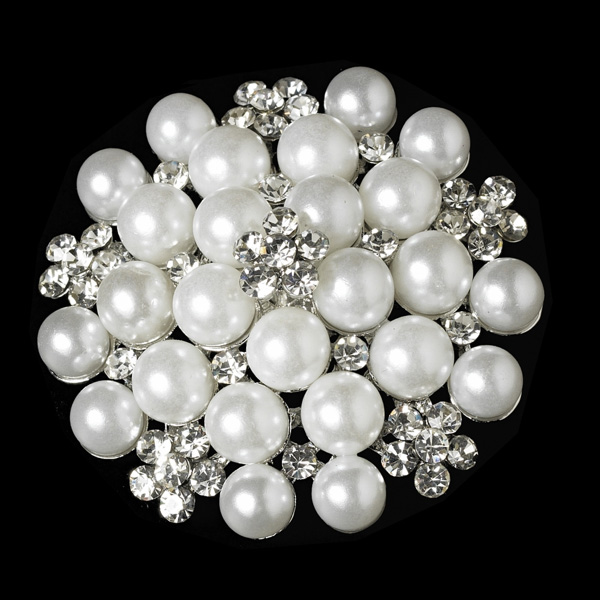 Pearls & Rhinestones Round Bridal Brooch