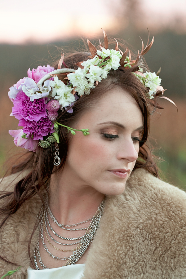 Midwinter Night's Dream Wedding Floral Crown | Styled Shoot | Katie Rose LLC | Florals by Eight Tree Street | Photo by Mollie Tobias Photography