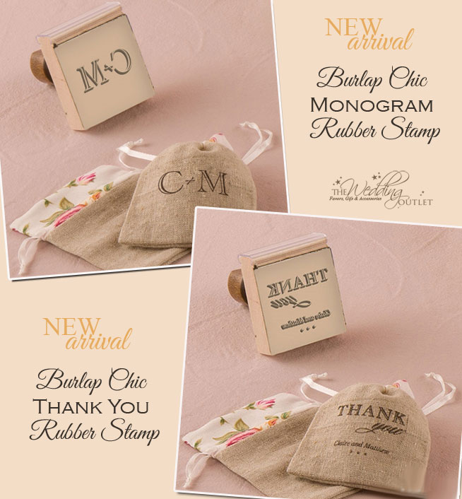 Burlap Chic Personalized Rubber Stamps for DIY Wedding Projects