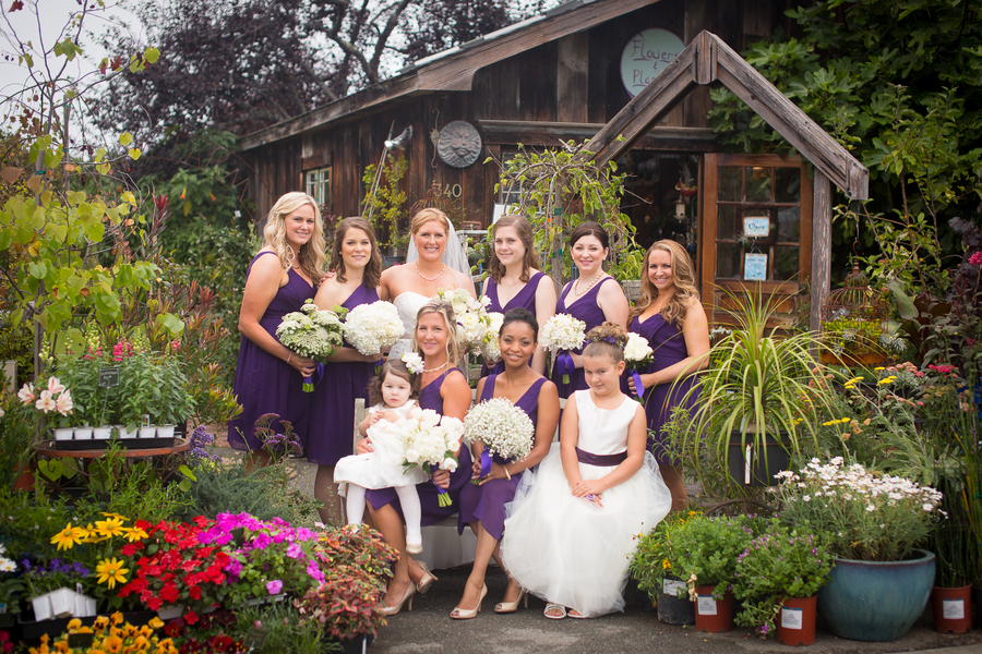  Bride and her Wedding Party, group photos taken in a Flower Shop and Nursery | photo by Portrait Design by Shanti 