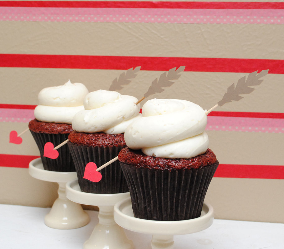  Valentine's Day Cupid's Arrow cupcake toppers from Go Against the Grain 