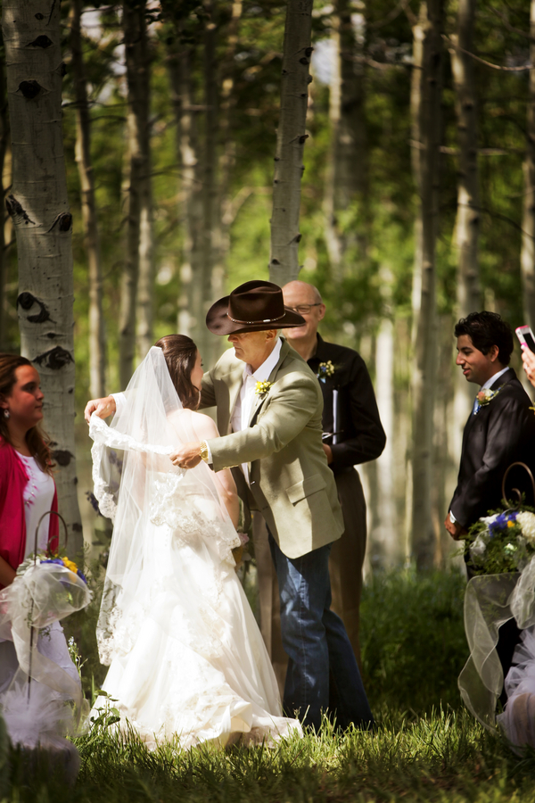 beautiful photo of the dad unveiling the bride at her Utah wedding | photo by Pepper Nix Photography