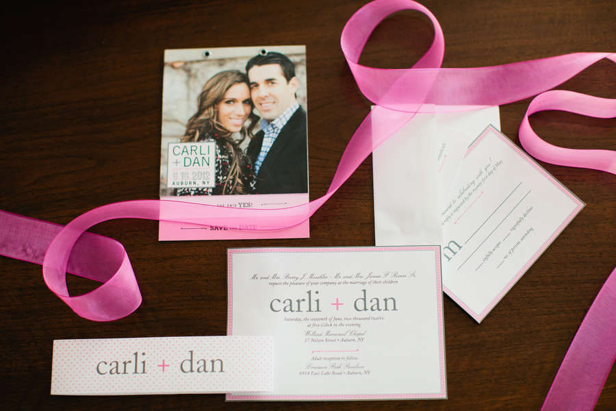  pink and grey wedding invitation suite from&nbsp; Lacey Perkins  | photo by Mary Dougherty Photography 