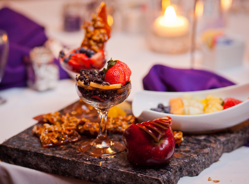  beautiful dessert display with fruit and chocolates | photo by Kate's Lens Photography 