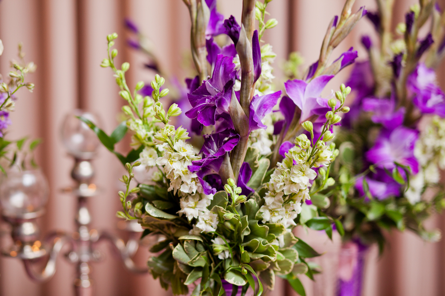 purple flowers from a Maryland wedding | photo by Kate's Lens Photography