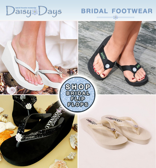 Bridal Flip Flops for weddings and honeymoons from www.daisy-days.com #BridalFlipFlops #BridalPartyGifts