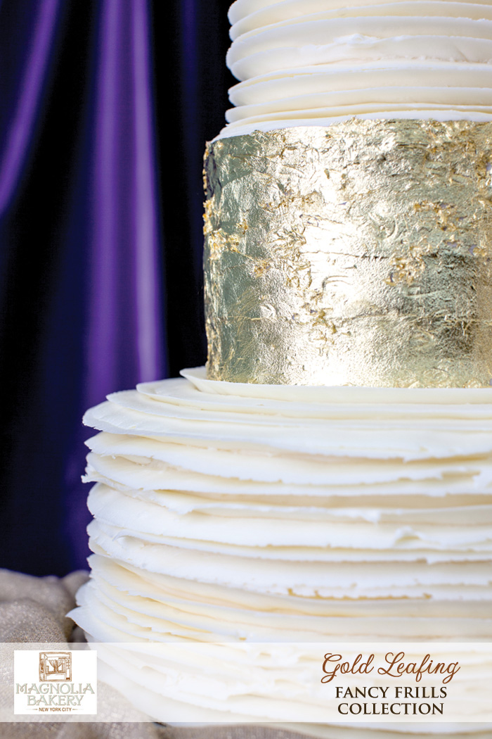 Magnolia Bakery Wedding Cakes : Gold Leafing from the Fancy Frills Collection