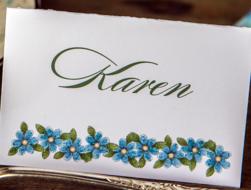 Forget Me Not Wedding Place Cards from WeddingGirl on etsy {aka the girl from Brenda's Wedding Blog}