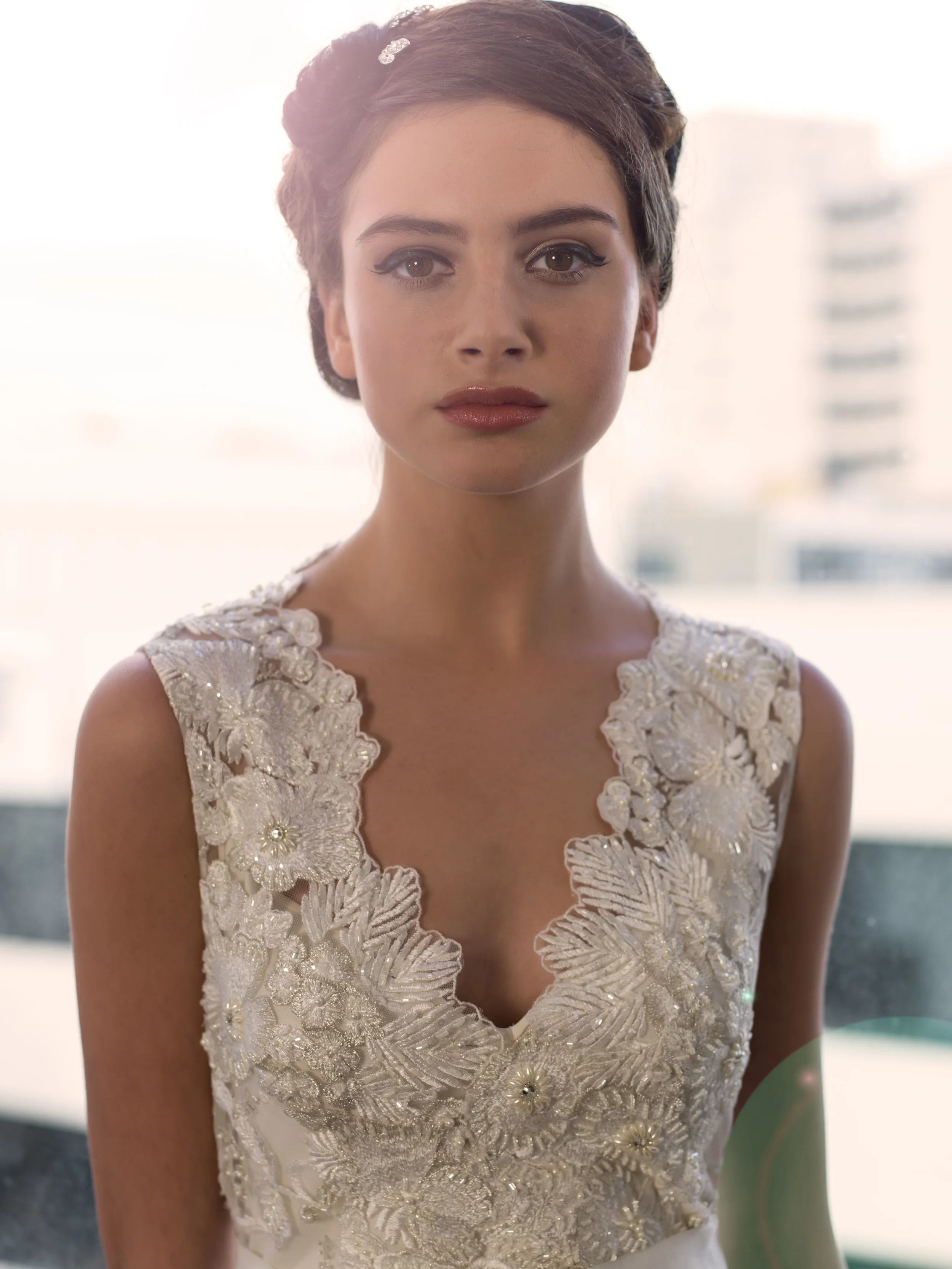 Sarah Janks Wedding Gown - Fall 2014 Collection {Delilah in detail} : embroidered flowers accented with faceted beads on a sheer, tulle overlay