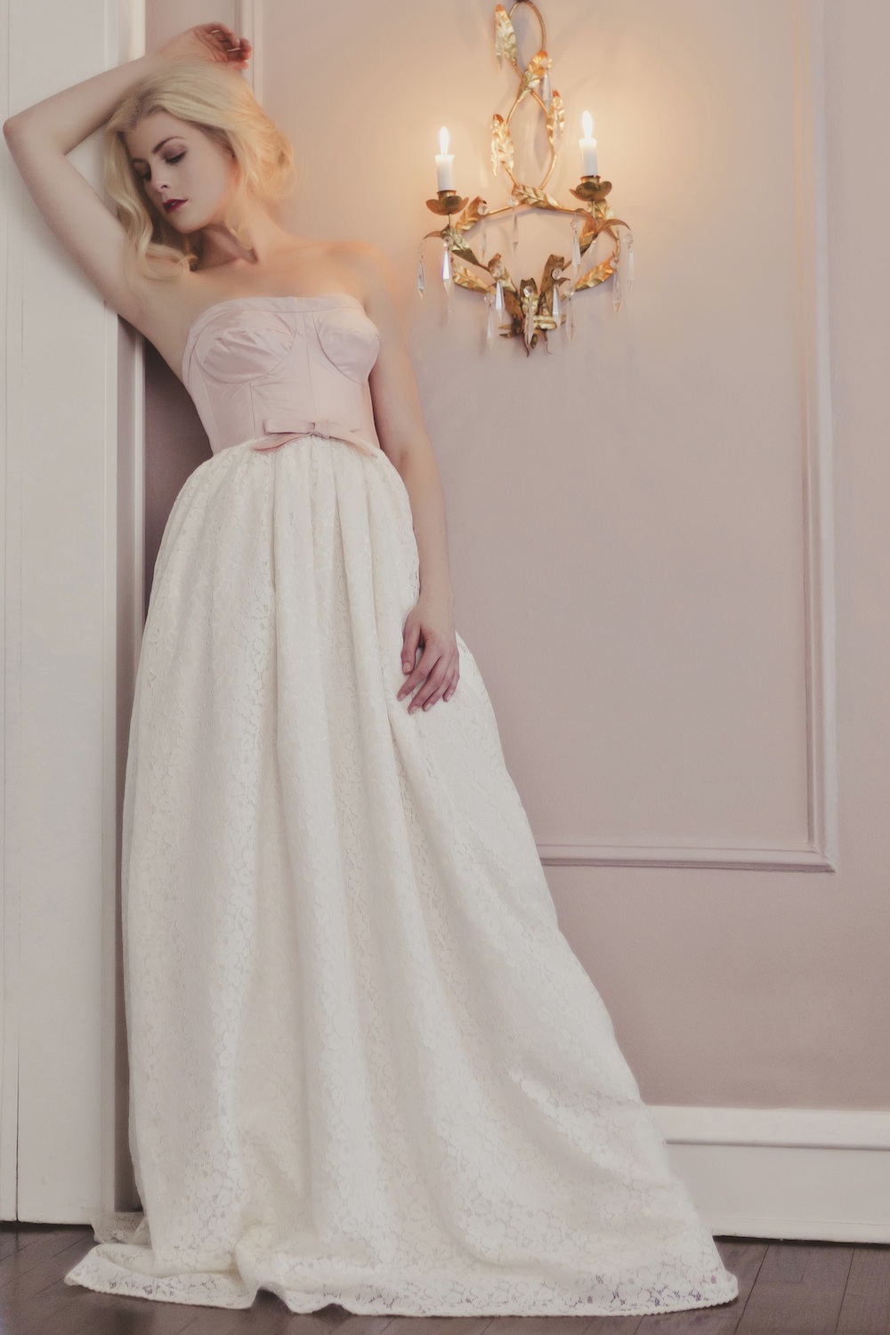 Veronica Sheaffer Peony Wedding Gown with Bodice Top and Ivory Lace Skirt