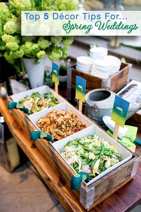 Top 5 Décor Tips for Spring Weddings {edible salad garden with gardening shovels as the serving utensil} | from Josh Tierney of Great Performances for www.brendasweddingblog.com