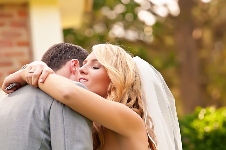  Sweet Bride and Groom First Look Hug | photo by wwww.EverAfterVisuals.com as seen on www.brendasweddingblog.com 