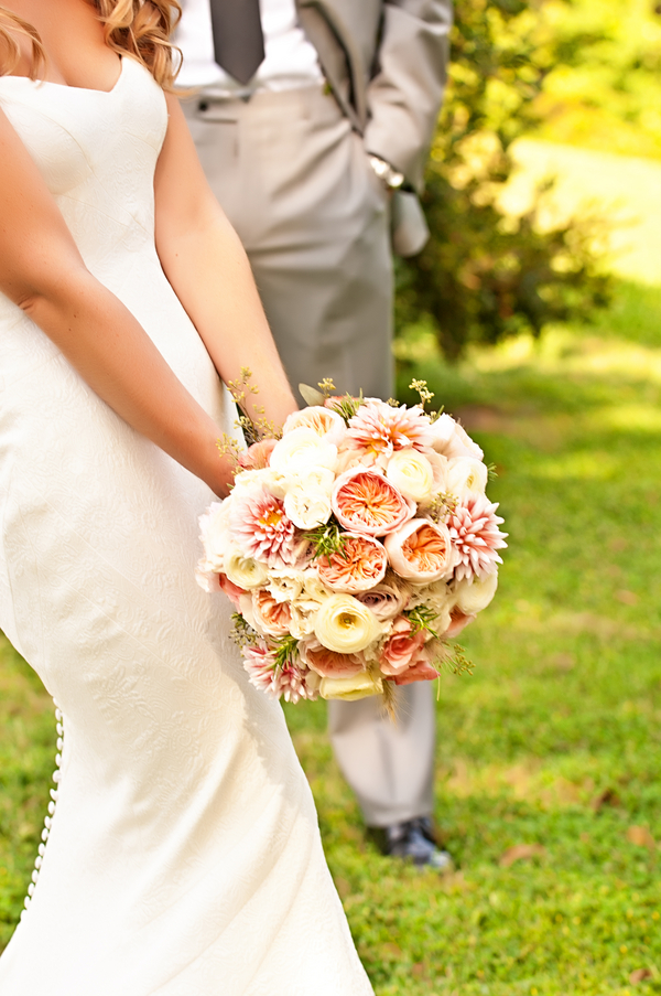  Beautiful peach and yellow wedding bouquet | photo by wwww.EverAfterVisuals.com as seen on www.brendasweddingblog.com 