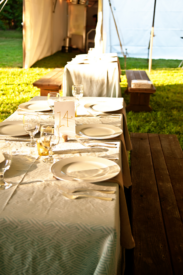 An Elegant Picnic Style Table Setting for an Outdoor Wedding | photo by wwww.EverAfterVisuals.com as seen on www.brendasweddingblog.com
