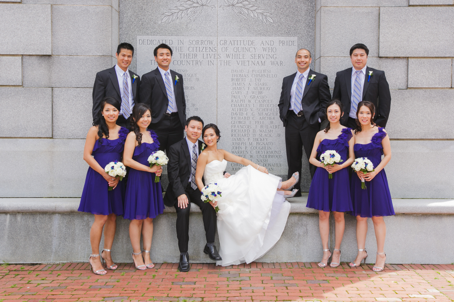  The Bride and Groom with their Wedding Party in Boston | photo by Nicole Chan Photography 