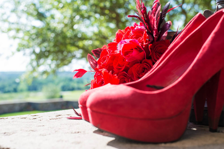  Fun red high heels from a Hollywood Glam Styled Bridal Shoot | photo by The Story Telling Experience 