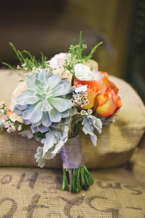  Gorgeous Bouquet in grey, pink, terra cotta, and peach from Eight Tree Street | as seen on BrendasWeddingBlog.com 