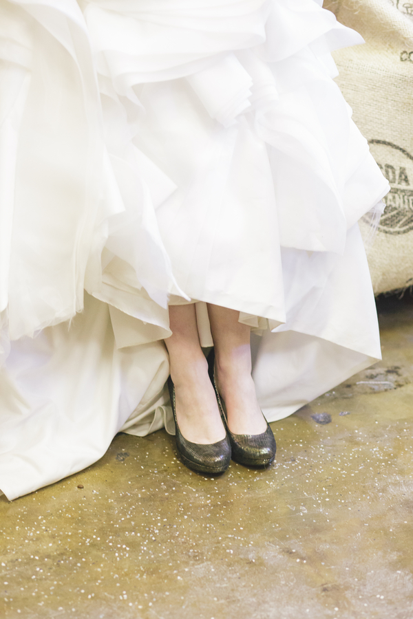  Ruffled Wedding Dress from an Urban Chic Wedding Styled Shoot in a Coffee Shop | as seen on BrendasWeddingBlog.com 