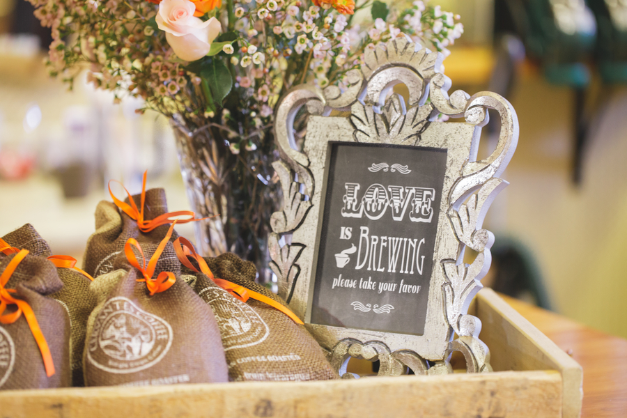  Love is Brewing Wedding Favor Display | as seen on BrendasWeddingBlog.com 