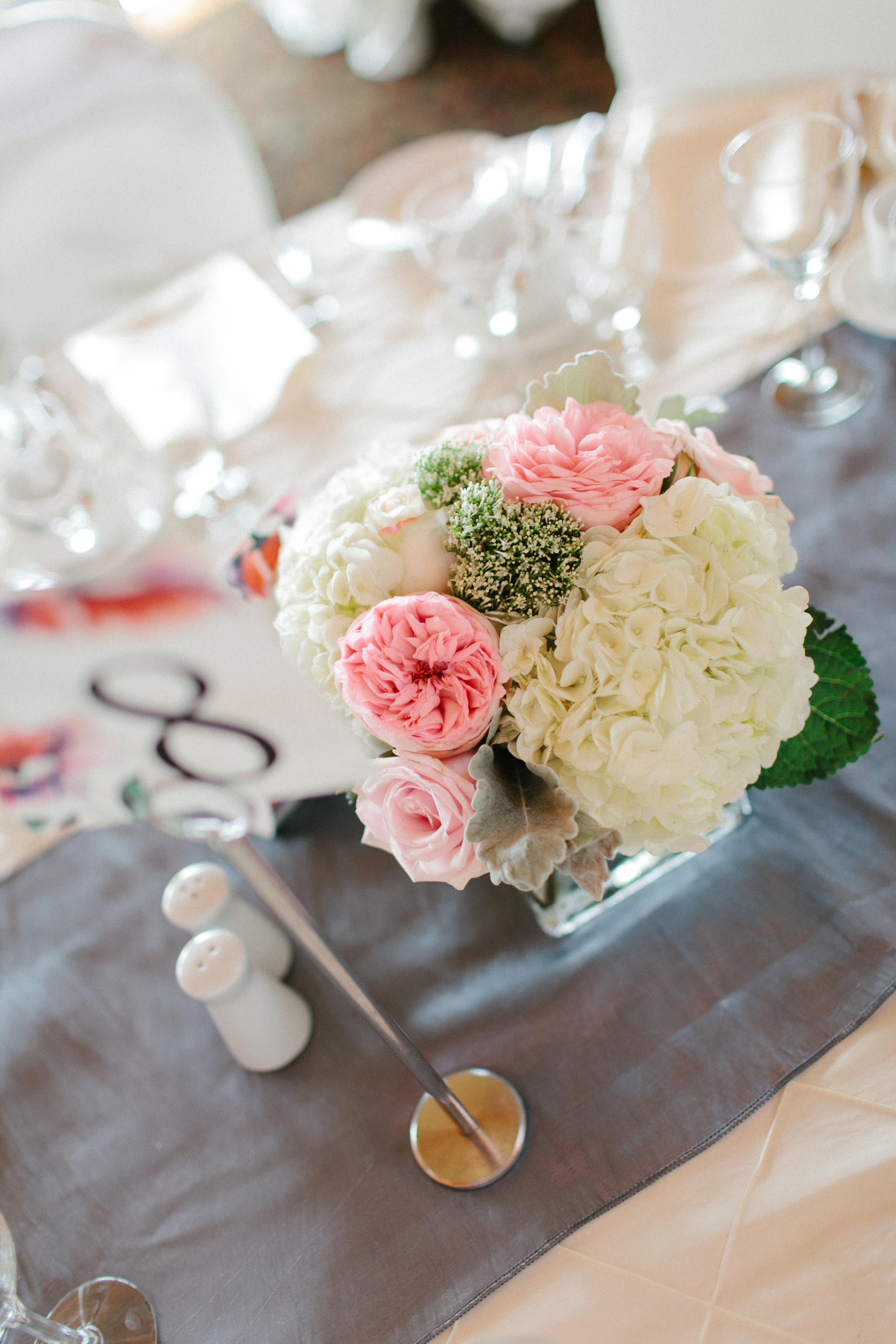  Pretty Pink and White Hydrangea Centerpiece | photo by blf Studios | flowers by Norwood Florist | wedding by Madeline's Weddings 