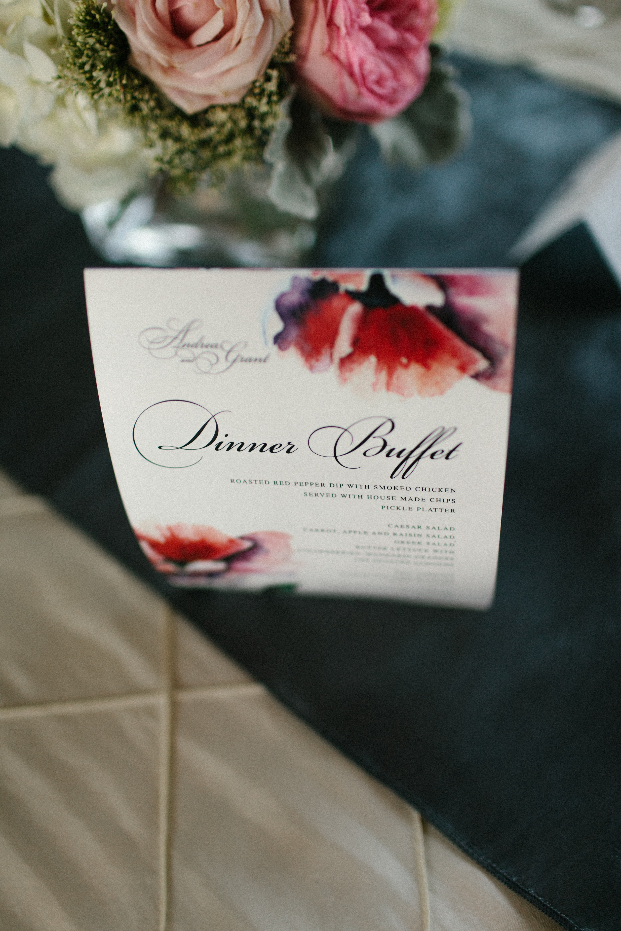  Dinner Buffet Menu Card for Wedding Table | photo by blf Studios | wedding by Madeline's Weddings 