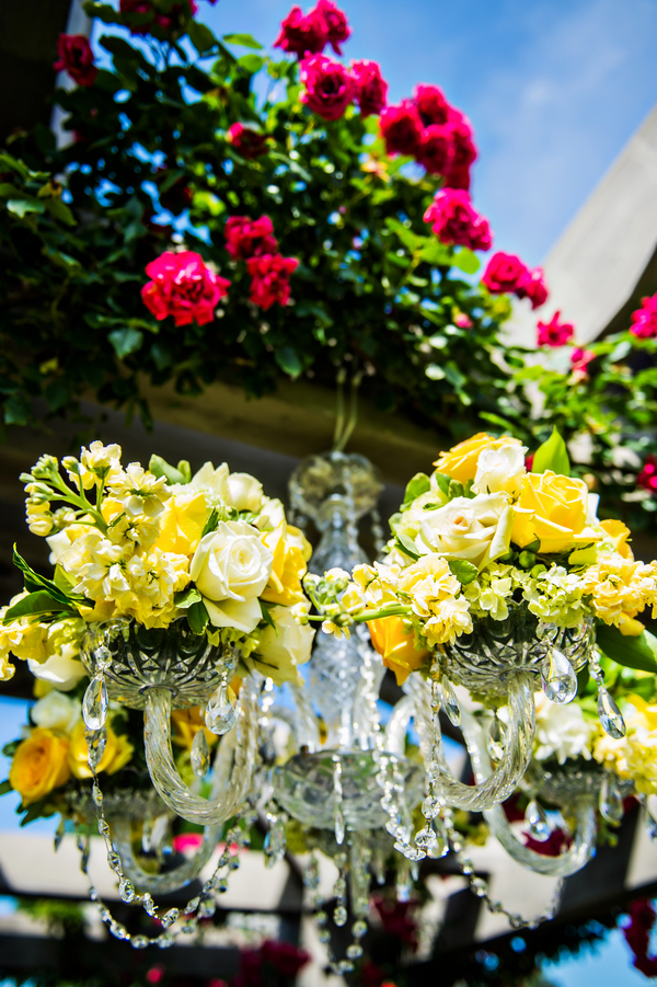 Outdoor Wedding in a Virginia Botanical Garden with a Crystal Chandelier