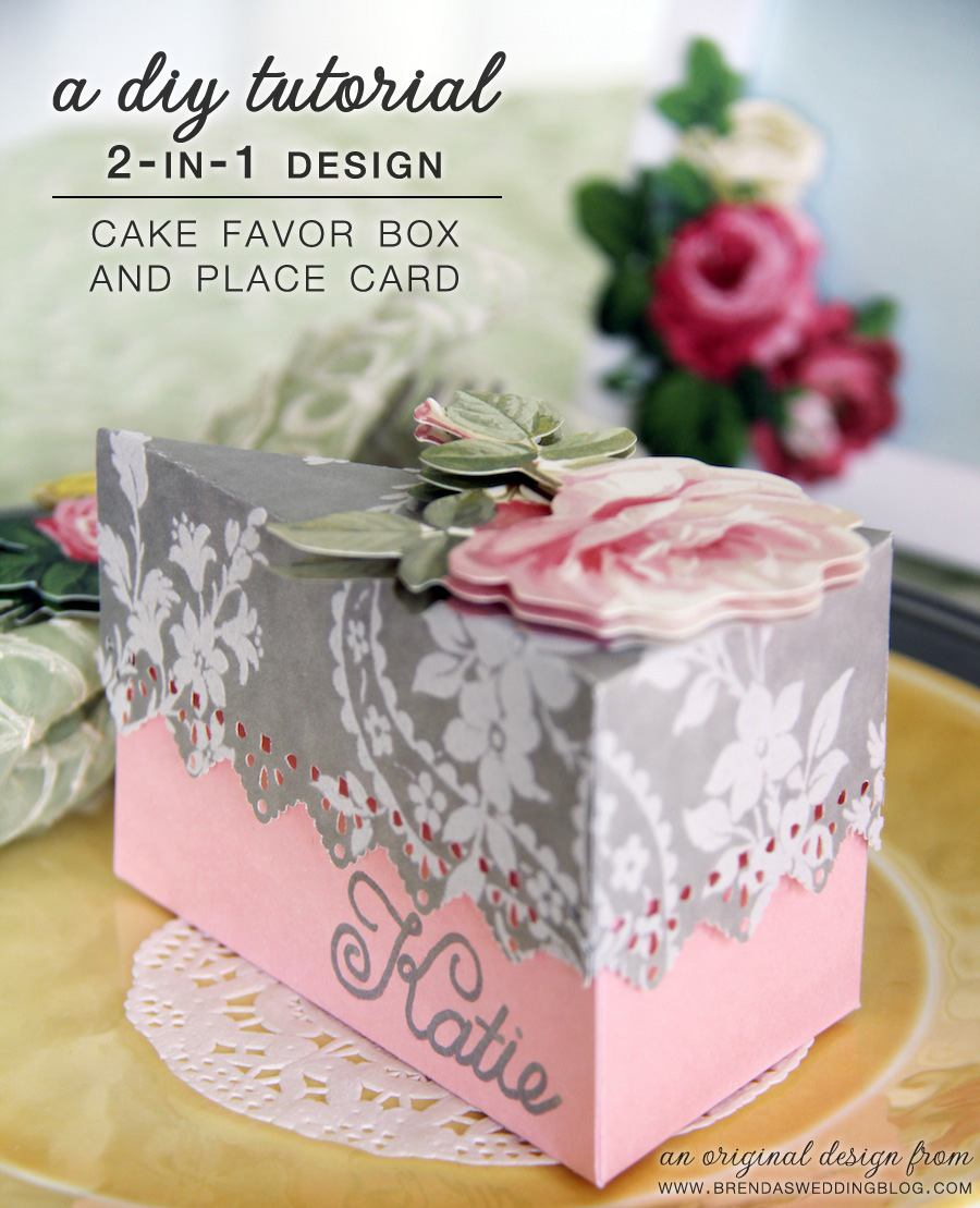  A Wedding DIY Tutorial : Cake Favor Box and Place Card Design In One | an original creation by www.brendasweddingblog.com 