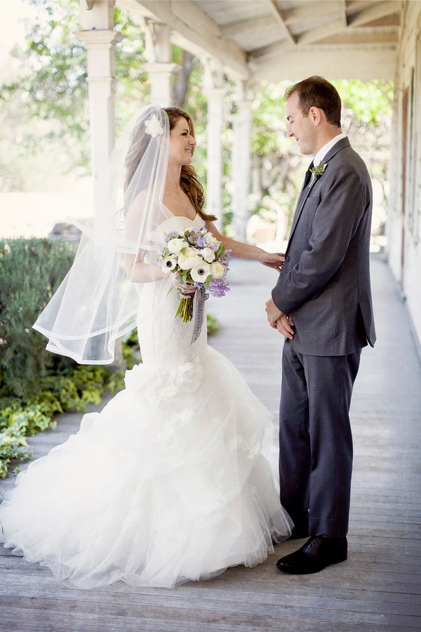  First Look of Bride and Groom at their Rustic Wedding | Photo by William Innes Photography | via www.brendasweddingblog.com 