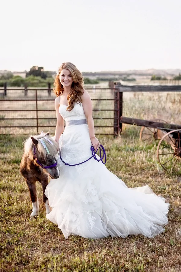 Bride and a Sweet Miniature Horse | Photo by William Innes Photography | via www.brendasweddingblog.com