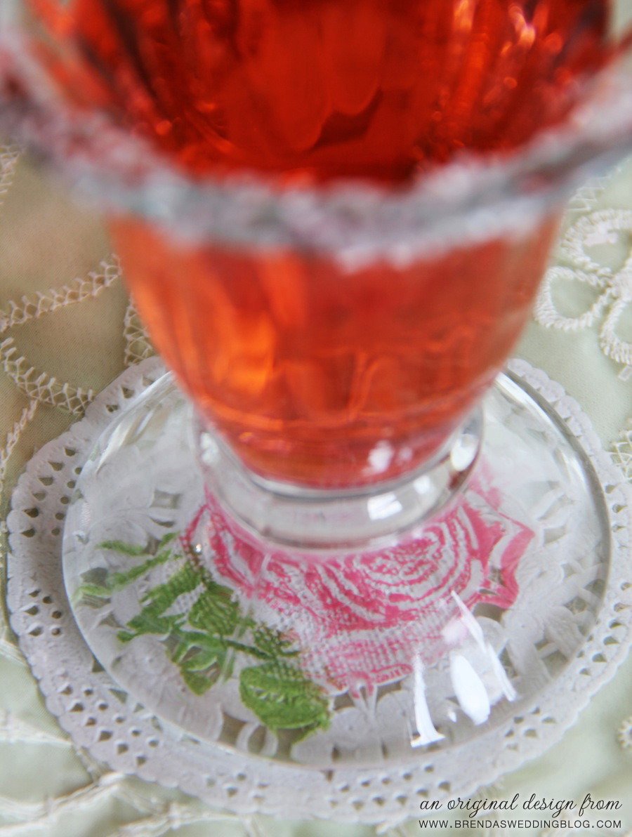  Rubber Stamped Rose Paper Doily Coasters | an original creation from www.brendasweddingblog.com 