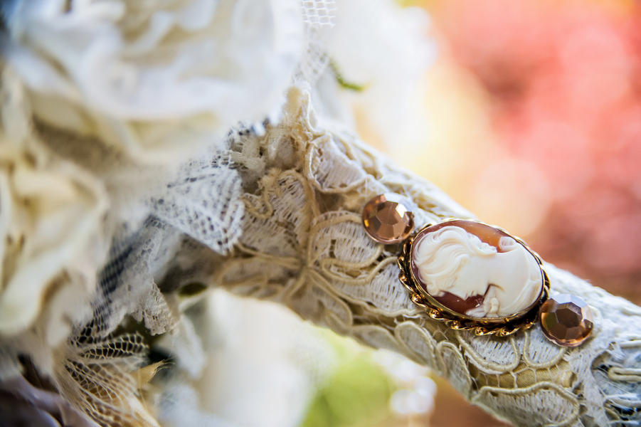  Love these Lace Wrapped Wedding Bouquet Stems with the Cameo | photo by Ross Costanza Photography | as seen on www.brendasweddingblog.com 