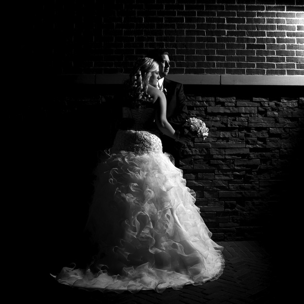  Spectacular Lighting in this Black and White Photo of the Bride and Groom | photo by Real Image Photography | as seen on www.brendasweddingblog.com 