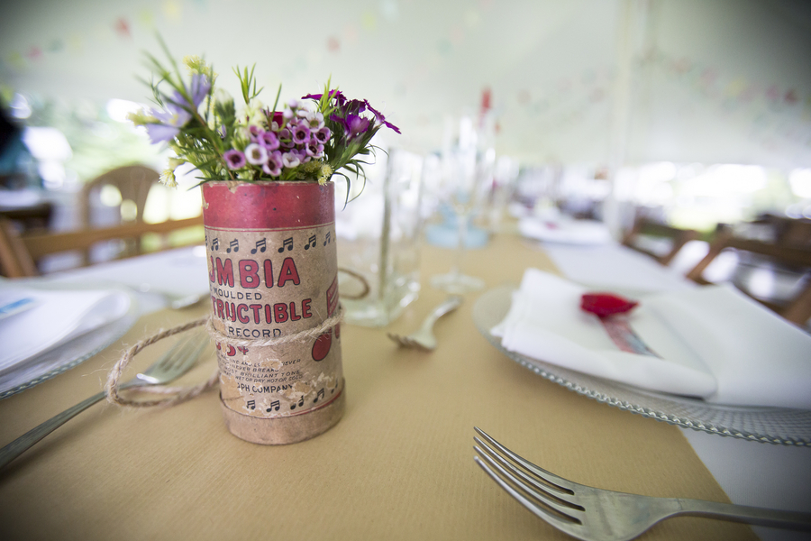  Wildflower Centerpiece for a DIY Backyard Wedding | photo by Two Sticks Studios | as seen on www.brendasweddingblog.com 