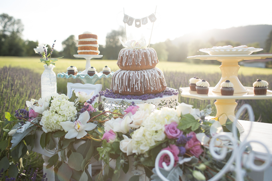  Whimsical Lavender and Lace Styled Shoot - the Dessert Table | photo by Ashley Cook Photography | as seen on www.BrendasWeddingBlog.com 