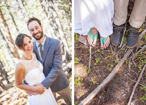 Rugged Mountain Wedding in Colorado | the bride wore flip flops / photo by Grace Combs Photography