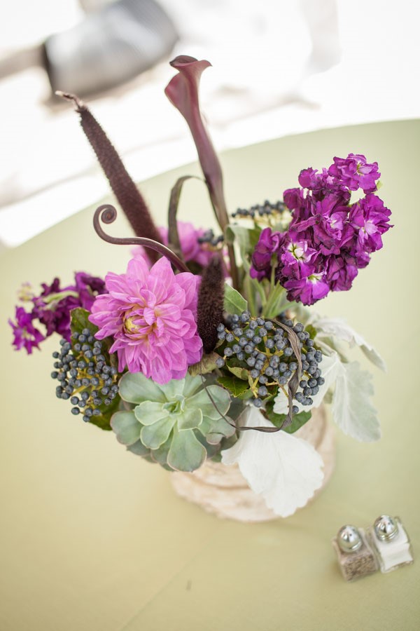  Rugged Mountain Wedding in Colorado / Purple Wedding Centerpiece / photo by Grace Combs Photography 