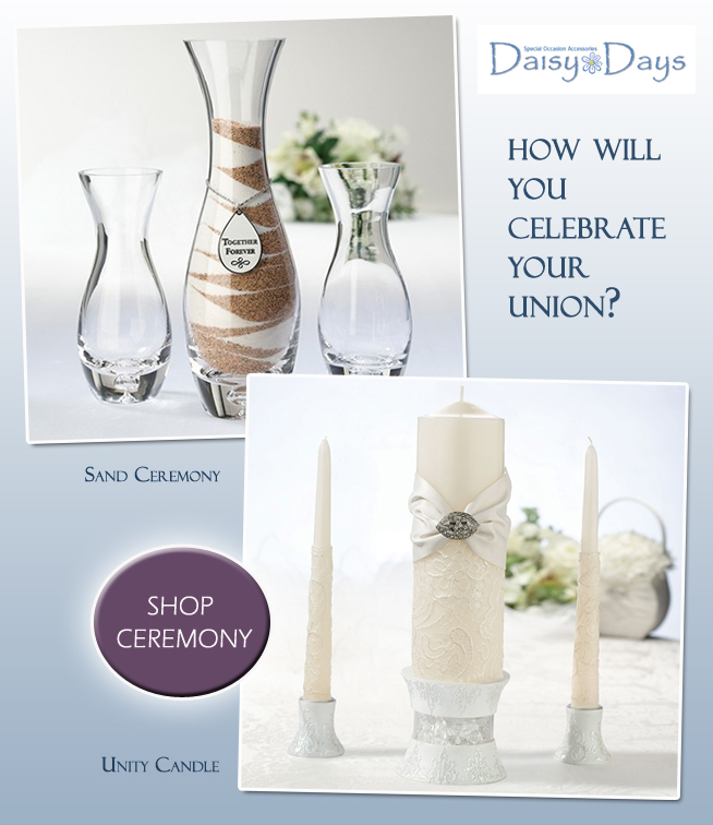 How Will You Celebrate your Wedding Union? With a Unity Candle or a Sand Ceremony? Come vote for your choice on www.BrendasWeddingBlog.com and see which one comes out ahead.