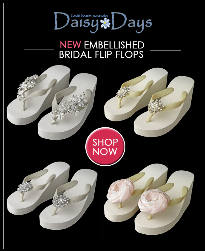 Embellished Bridal Flip Flops - perfect for beach weddings and/or dancing the night away in comfort / as seem on www.BrendasWeddingBlog.com
