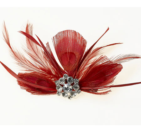 Elegant Red Feather Hair Clip