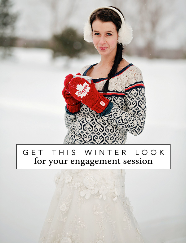 Re-create this fun winter look for your engagement session in the snow / as seen on www.brendasweddingblog.com
