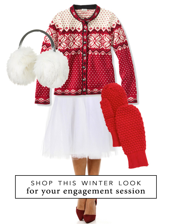 Shop this fun winter look for your engagement session in the snow {under $160} / as seen on www.brendasweddingblog.com