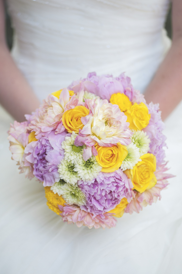  Gorgeous Pink and Yellow Wedding Bouquet from&nbsp;Tailored Blooms Floral Design / photo by L'Estelle Photography / as seen on www.BrendasWeddingBlog.com 