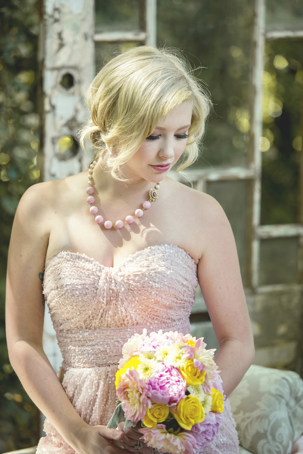  LOVE this pink sequin dress with pretty pink statement necklace / styled by&nbsp;D'Love Affair Weddings &amp; Events / photo by L'Estelle Photography / as seen on www.BrendasWeddingBlog.com 