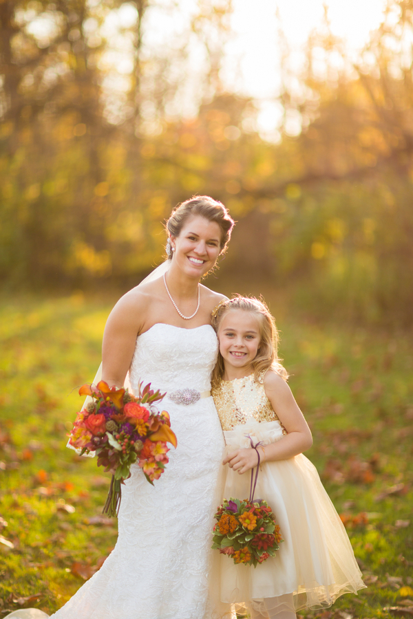  Bride and her Flower Girl at a Fall Wedding / photo by Morgan Lindsay Photography / as seen on www.BrendasWeddingBlog.com 