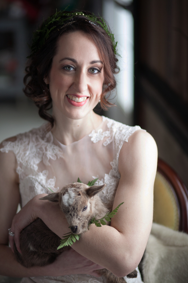  The perfect Springtime Bridal Portrait with a baby goat / photo by Corey Lynn Tucker Photography / as seen on www.BrendasWeddingBlog.com 
