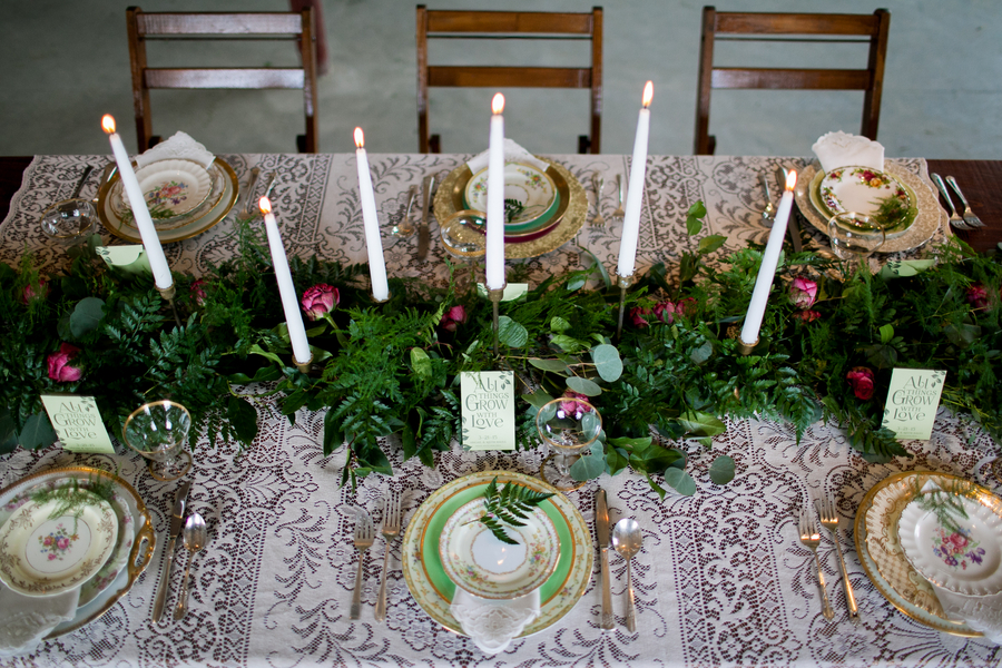  Vintage Inspired Wedding Table Setting / photo by Corey Lynn Tucker Photography / as seen on www.BrendasWeddingBlog.com 